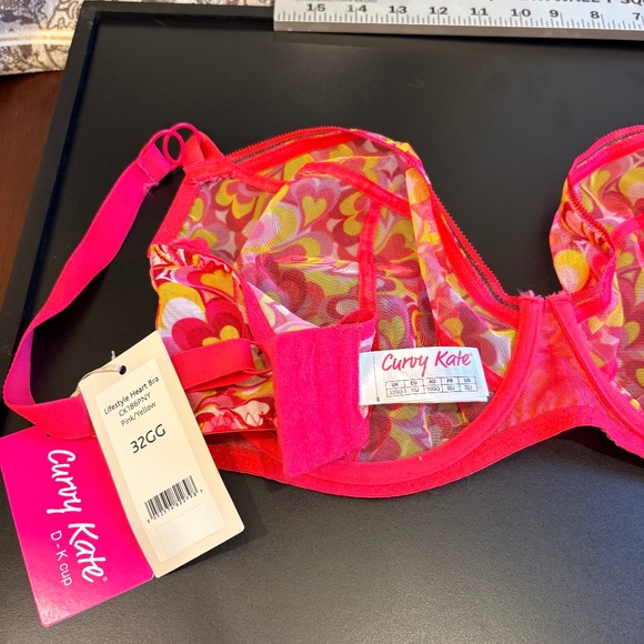 NWT Curvy Kate Lifestyle Heart Bra UK 32GG Pink Yellow - Picture 2 of 2